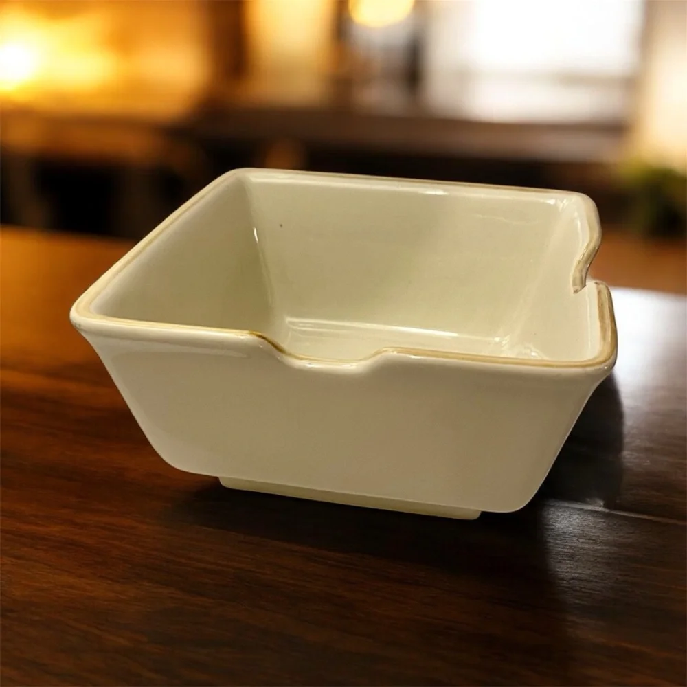 POTTERY BARN ASIAN SQUARE NOODLE BOWL RAMEN BOWL RETIRED DESIGN CHOPSTICK SLOTS